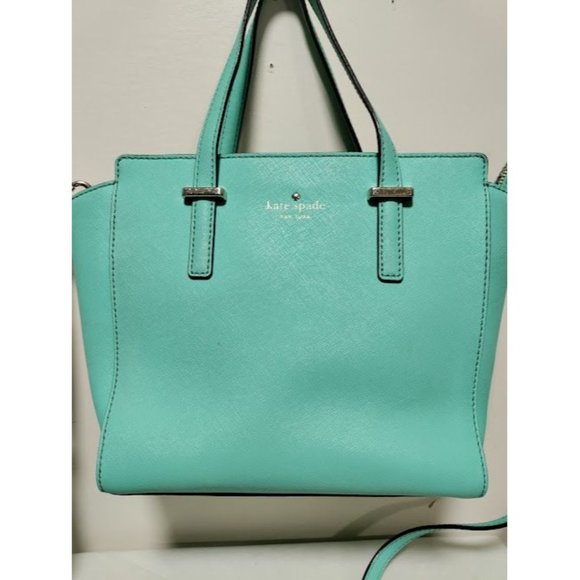Kate Spade Womens Saffiano Leather Small Cedar Street Hayden Satchel Bag Green - Picture 2 of 9